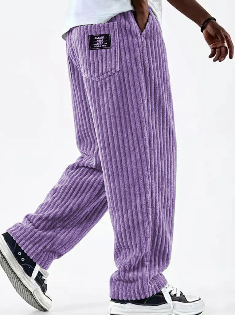 New Cargo Pants for Men Retro Style Men's Corduroy Cargo Pants with Multiple Pockets Mid-rise Solid Color Trousers for Wear Long