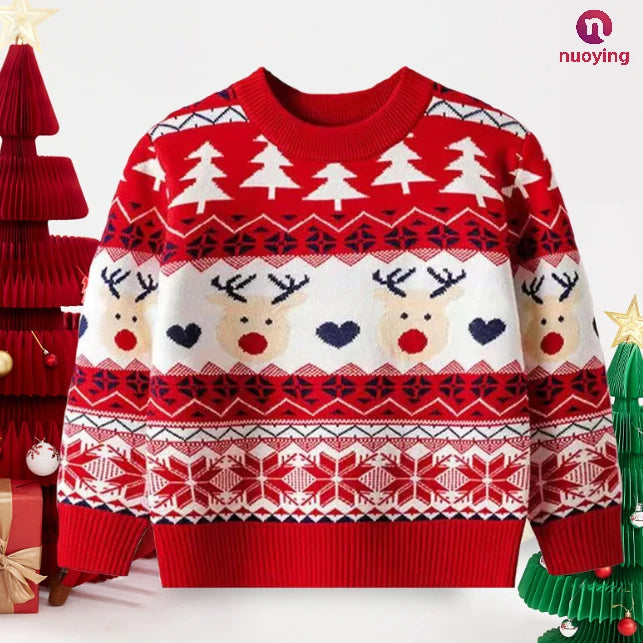 Christmas Family Matching Sweaters, Parent-Child Knitted Pullover, Cartoon Xmas Jumper for Dad Mom Kids, 2026 New Winter Family Outfit