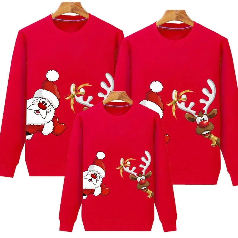 Women Men Baby Kid Winter Sweaters Christmas Family Matching Outfits Xmas T Shirt Deer Sweatshirt Father Mom Daughter Son Tops