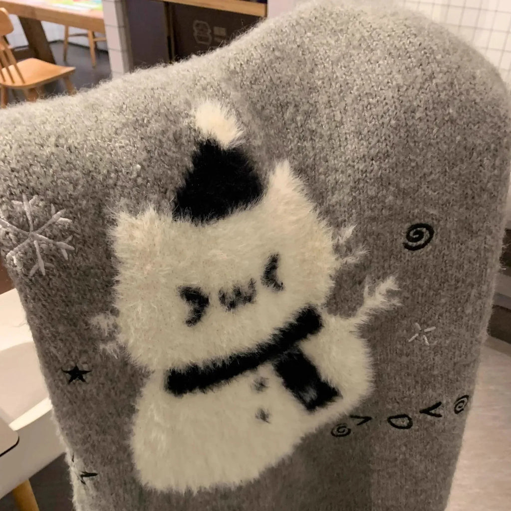 American cute cartoon bear hooded sweater female autumn and winter Christmas atmosphere relaxed lazy soft waxy sweater top.