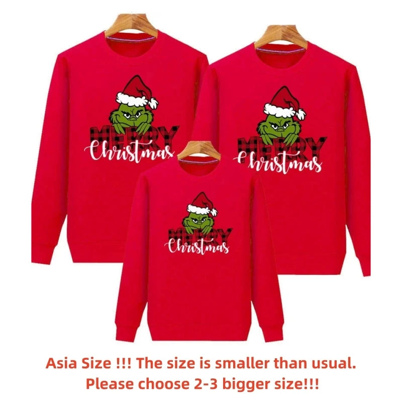 New Christmas Family Matching Jersey Xmas Jumper Shirts Couple Kids Baby Santa Sweaters Mom Dad Baby Sweatshirt Family Look Tops