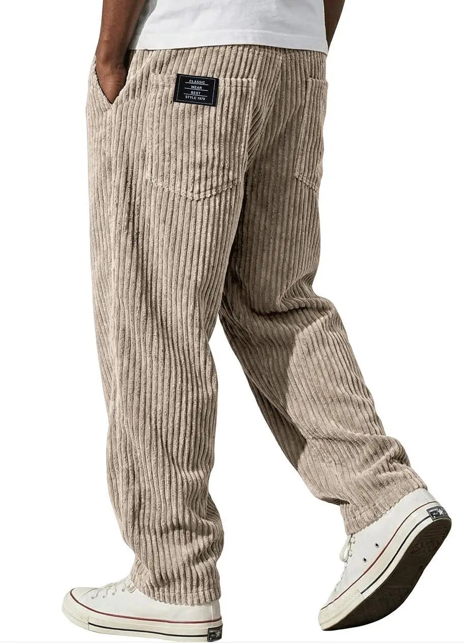 New Cargo Pants for Men Retro Style Men's Corduroy Cargo Pants with Multiple Pockets Mid-rise Solid Color Trousers for Wear Long