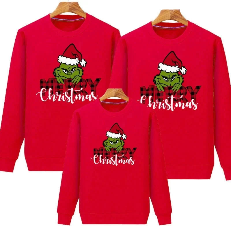 New Christmas Family Matching Jersey Xmas Jumper Shirts Couple Kids Baby Santa Sweaters Mom Dad Baby Sweatshirt Family Look Tops