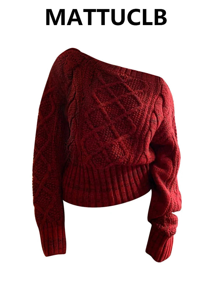 Winter Women's Christmas Sweater Long Sleeve Knitwear Vintage Korean Jerseys Design Jumper Pullovers High Street 2000s College