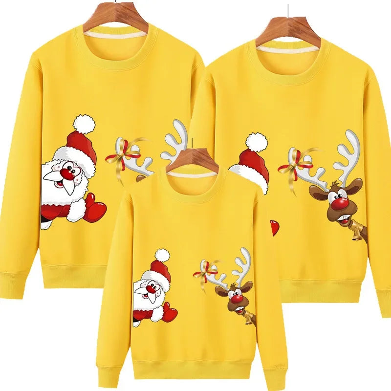 Women Men Baby Kid Winter Sweaters Christmas Family Matching Outfits Xmas T Shirt Deer Sweatshirt Father Mom Daughter Son Tops