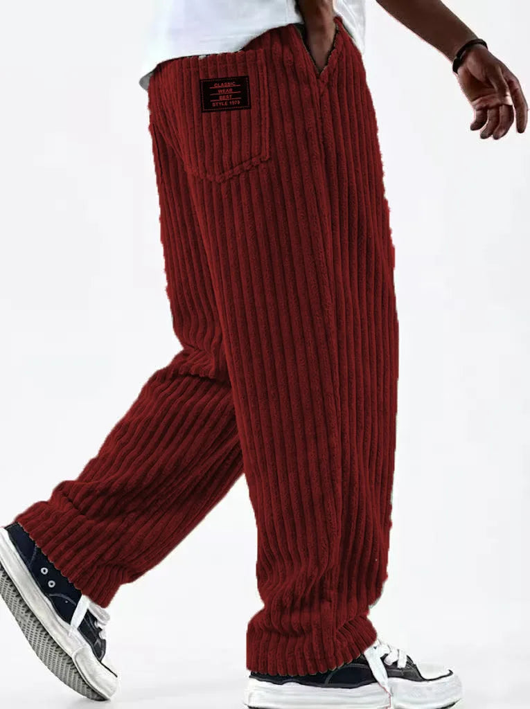 New Cargo Pants for Men Retro Style Men's Corduroy Cargo Pants with Multiple Pockets Mid-rise Solid Color Trousers for Wear Long