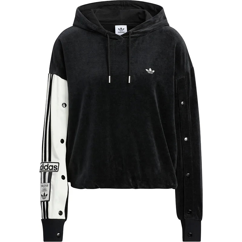 Adidas official genuine Three Stripes, women's side-button sport hoodie IC8140