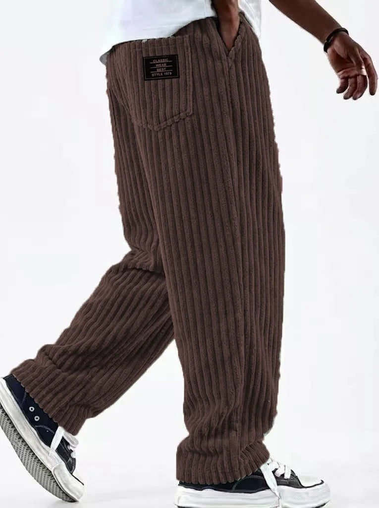 New Cargo Pants for Men Retro Style Men's Corduroy Cargo Pants with Multiple Pockets Mid-rise Solid Color Trousers for Wear Long