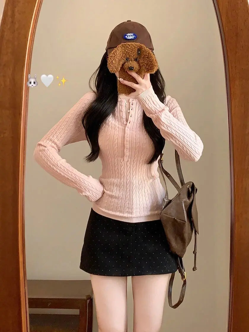 Women Cable Knit Pullover Sweater Slim Long Sleeve Jumper o Neck  Soft Stretchy Knitwear Sweet Casual Daily Autumn Winter Top