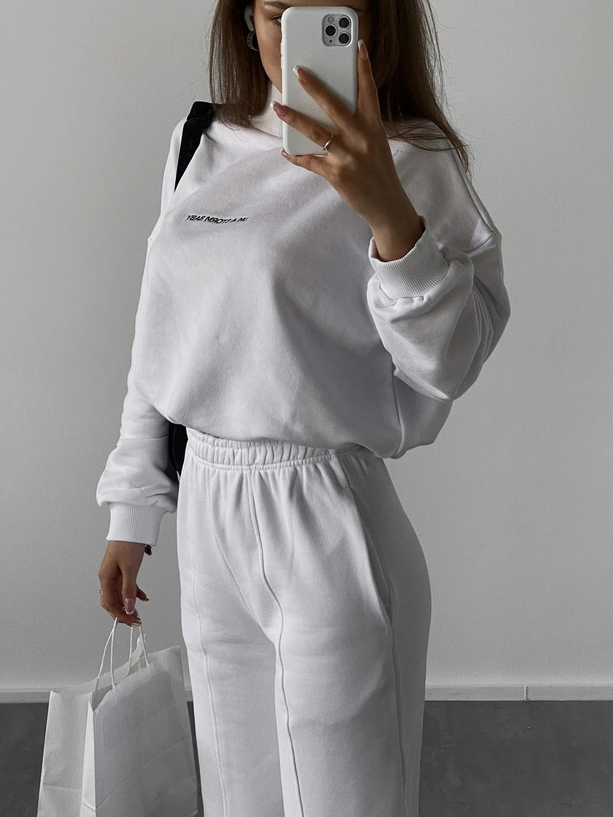 Sweatshirt  pant Women Letter Print Two Piece Set Casual Loose Suit High Waist Trousers Turtleneck Autumn Sweatpants Suits 2025
