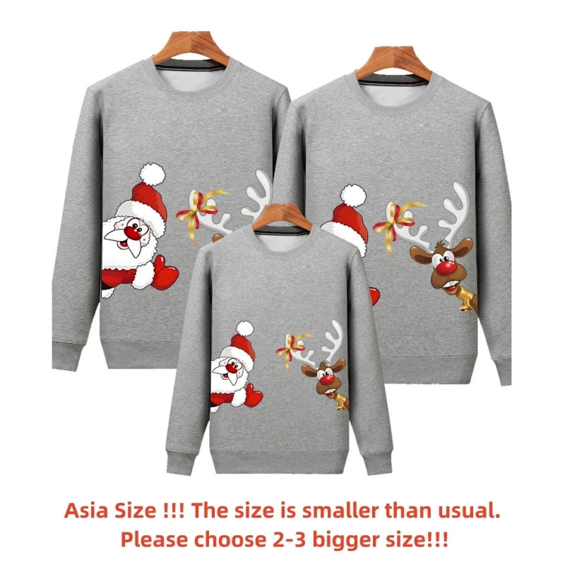 Women Men Baby Kid Winter Sweaters Christmas Family Matching Outfits Xmas T Shirt Deer Sweatshirt Father Mom Daughter Son Tops
