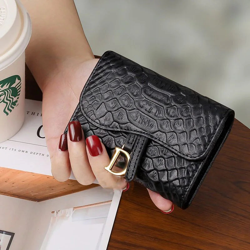 Crocodile Texture D Metal Buckle Accordion Card Wallet, 2 Colors Multi-slot Mini Purse for Bank Cards, Business Cards & Keys