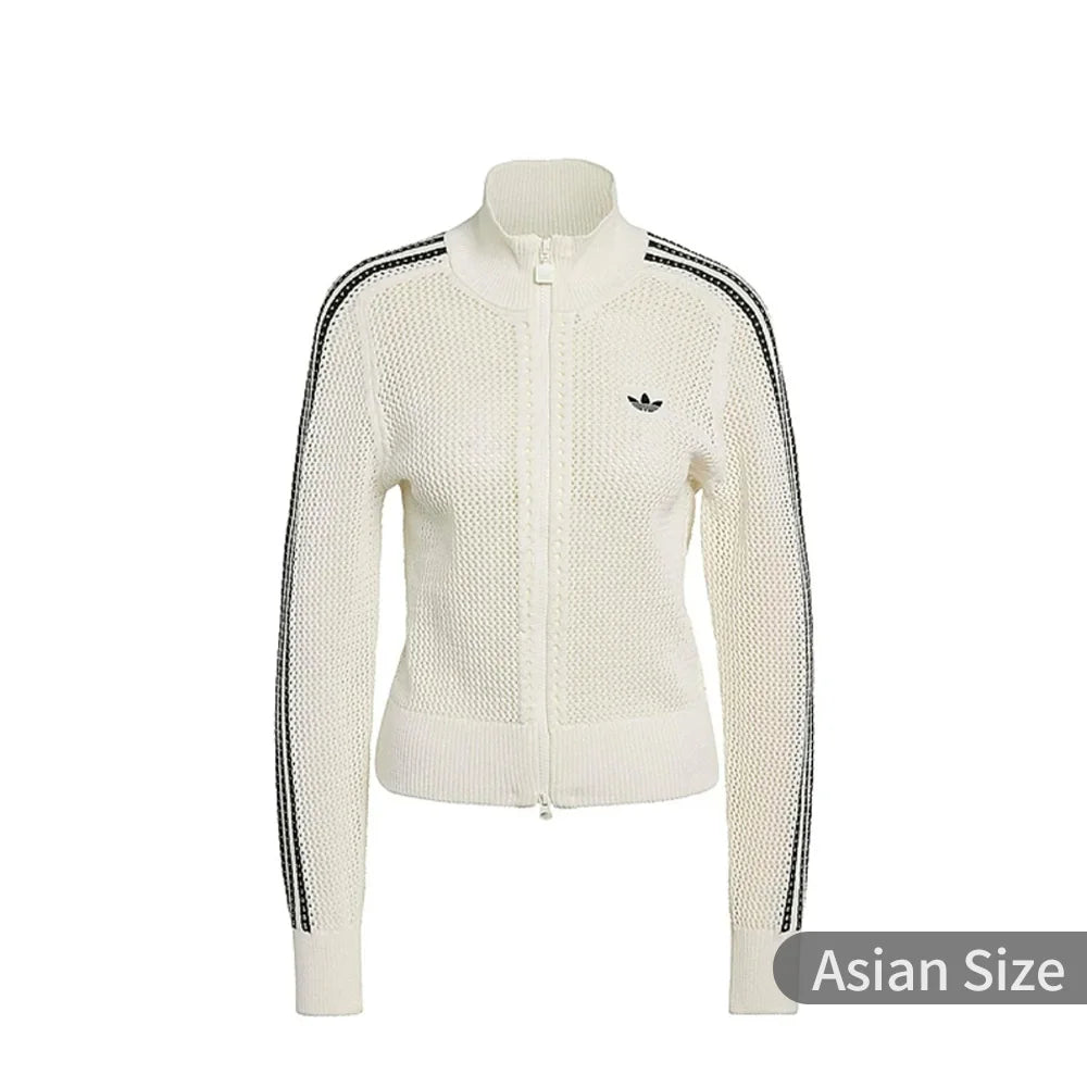 Pull tricoté Adidas Originals pour femme – élégant, confortable, col montant, fermeture zippée