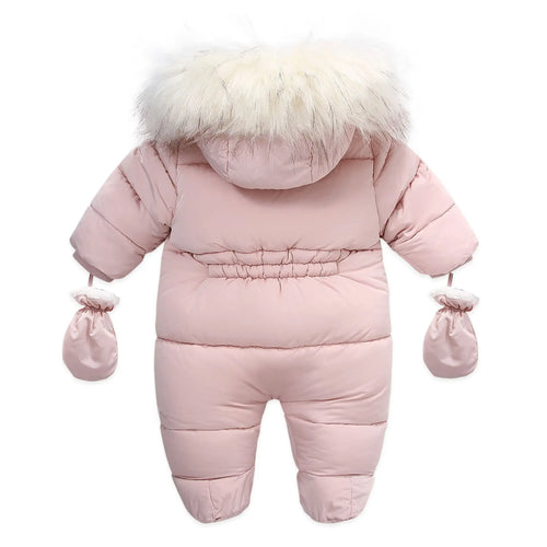 2024 New Winter Baby Rompers Thick Warm Infant Hooded Inside Fleece Jumpsuit Newborn Boy Girl Overalls Toddler Clothing Set