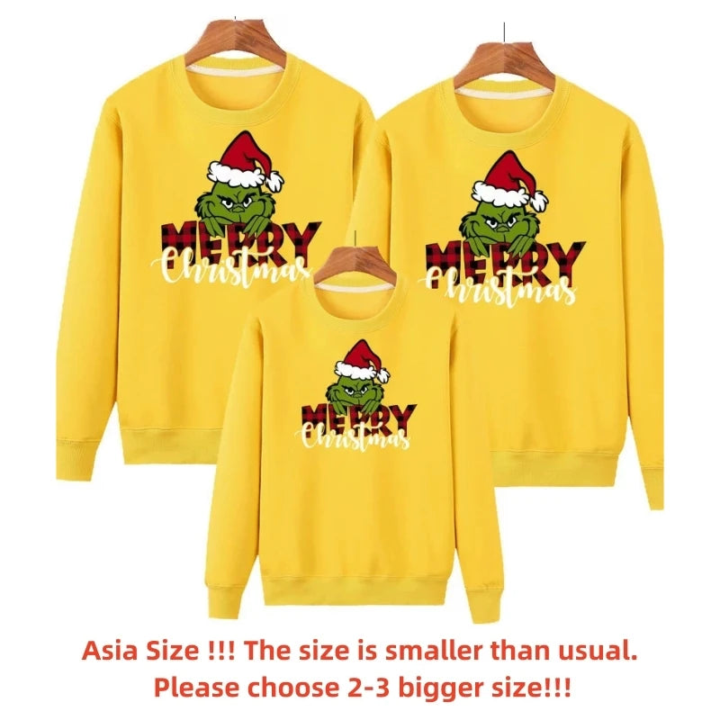 New Christmas Family Matching Jersey Xmas Jumper Shirts Couple Kids Baby Santa Sweaters Mom Dad Baby Sweatshirt Family Look Tops