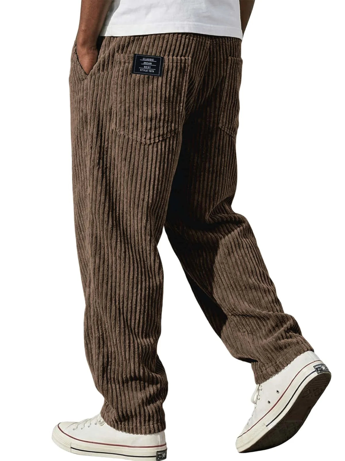 New Cargo Pants for Men Retro Style Men's Corduroy Cargo Pants with Multiple Pockets Mid-rise Solid Color Trousers for Wear Long