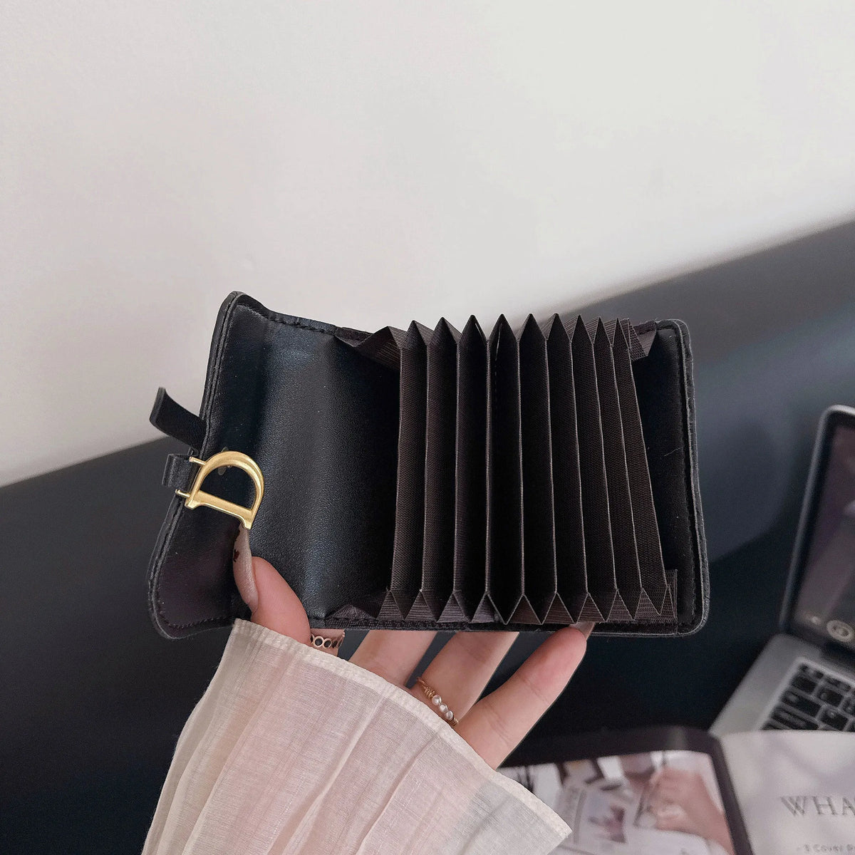 Crocodile Texture D Metal Buckle Accordion Card Wallet, 2 Colors Multi-slot Mini Purse for Bank Cards, Business Cards & Keys