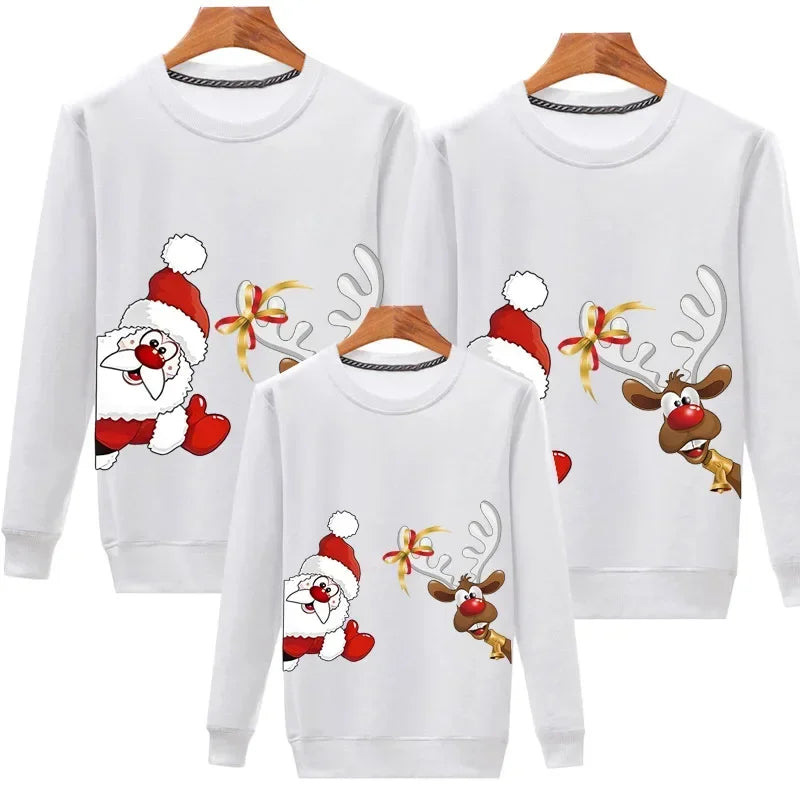 Women Men Baby Kid Winter Sweaters Christmas Family Matching Outfits Xmas T Shirt Deer Sweatshirt Father Mom Daughter Son Tops