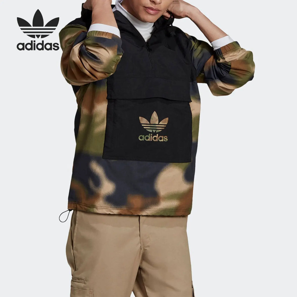 Adidas Originals Men's Half-Zip Hooded Windbreaker GN1875