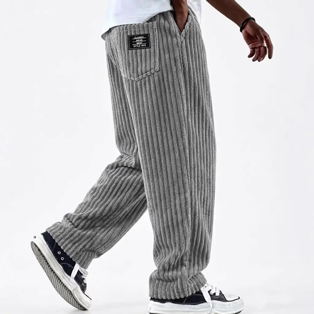 New Cargo Pants for Men Retro Style Men's Corduroy Cargo Pants with Multiple Pockets Mid-rise Solid Color Trousers for Wear Long